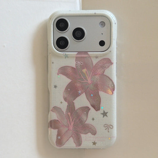 Shimmering Pink Lily Flower Coquette Case for iPhone