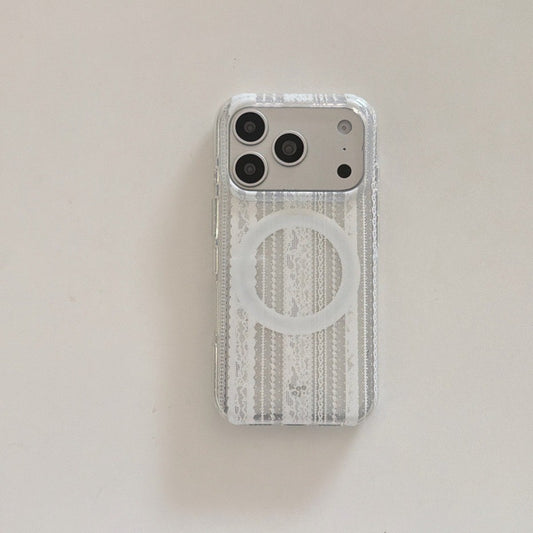 Coquette White Lace MagSafe Case for iPhone | Matching Magnetic Heart Grip Holder Available