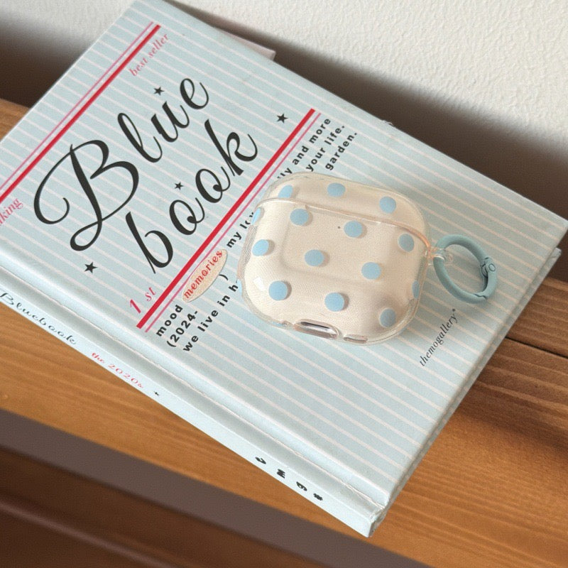 Minimalist Soft Pastel Polka Dot Clear Earphone Case Cover with Matching Keychain Ring for AirPods Series