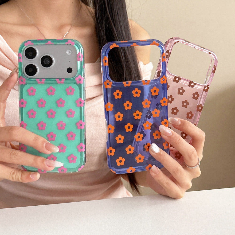 Retro Jelly Floral iPhone Case - Translucent Y2K Flower Polka Dot Cover