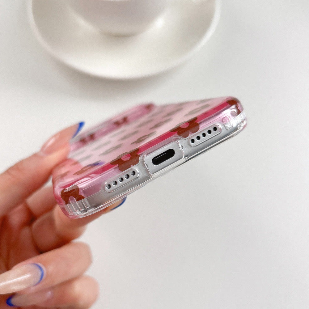 Retro Jelly Floral iPhone Case - Translucent Y2K Flower Polka Dot Cover