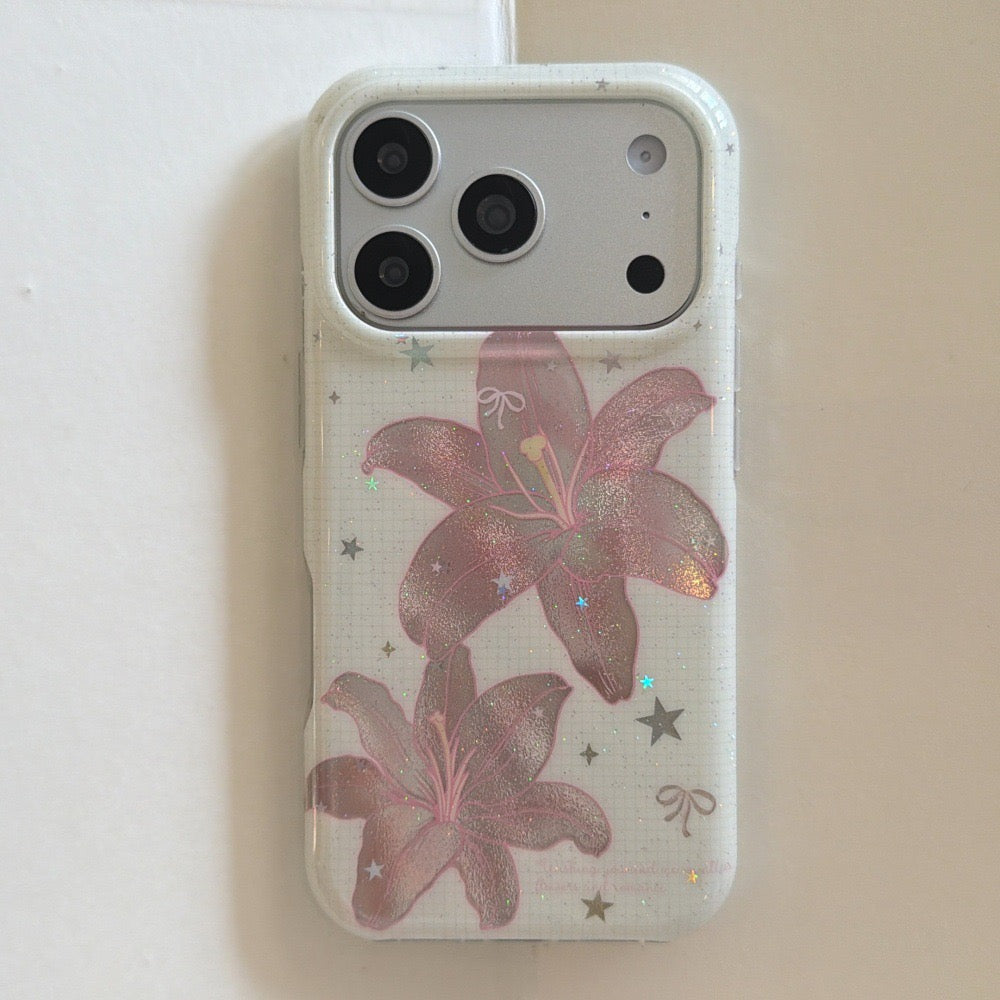 Shimmering Pink Lily Flower Coquette Case for iPhone