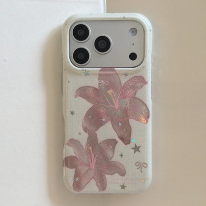 Shimmering Pink Lily Flower Coquette Case for iPhone