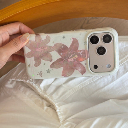 Shimmering Pink Lily Flower Coquette Case for iPhone
