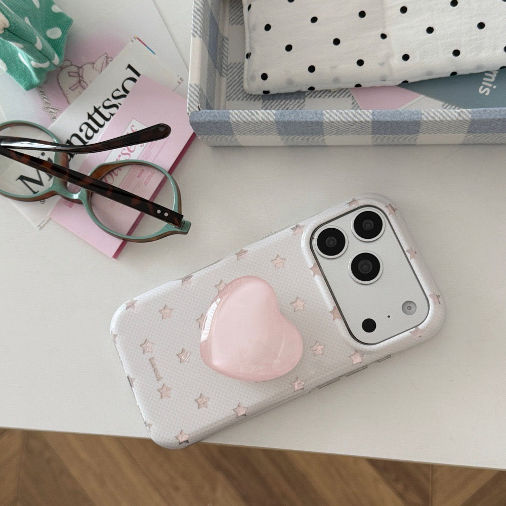Coquette Pastel Mint Off-White Little Star Pattern IMD Phone Case for iPhone 15 16 17 Series