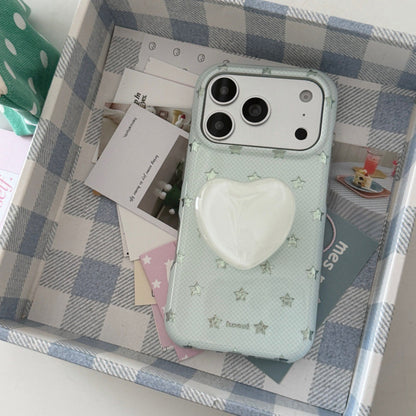 Coquette Pastel Mint Off-White Little Star Pattern IMD Phone Case for iPhone 15 16 17 Series