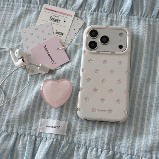 Coquette Pastel Mint Off-White Little Star Pattern IMD Phone Case for iPhone 15 16 17 Series