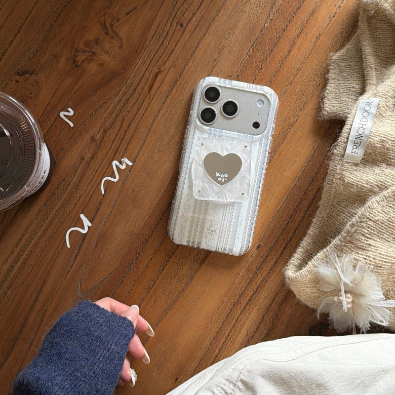 Coquette White Lace MagSafe Case for iPhone | Matching Magnetic Heart Grip Holder Available