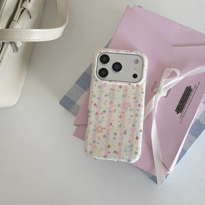 Coquette Pastel Star Striped Soft TPU Phone Case for iPhone 15/16