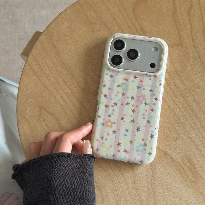 Coquette Pastel Star Striped Soft TPU Phone Case for iPhone 15/16