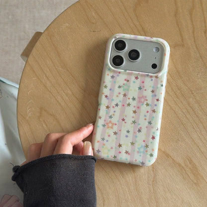 Coquette Pastel Star Striped Soft TPU Phone Case for iPhone 15/16