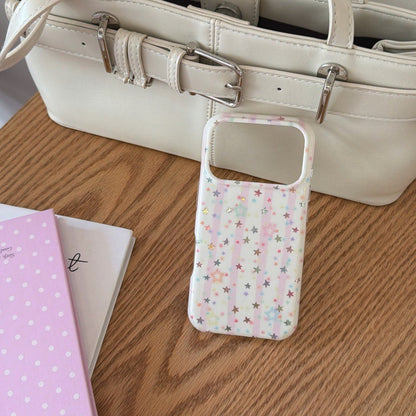 Coquette Pastel Star Striped Soft TPU Phone Case for iPhone 15/16