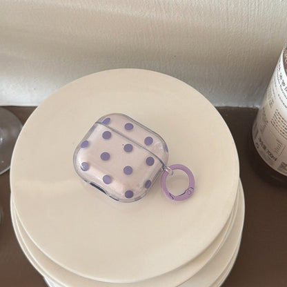 Minimalist Soft Pastel Polka Dot Clear Earphone Case Cover with Matching Keychain Ring for AirPods Series