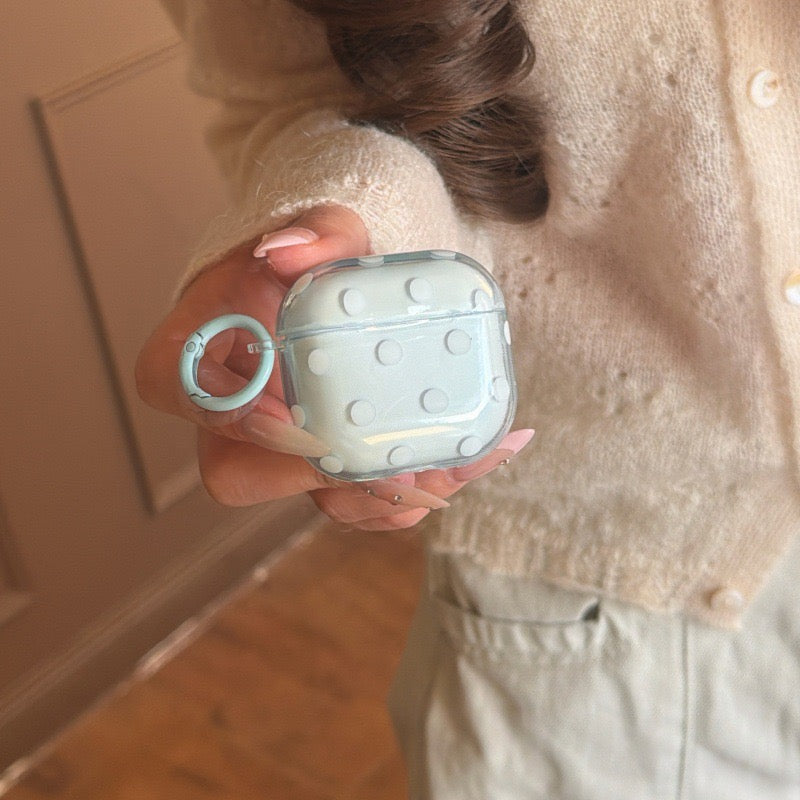 Minimalist Soft Pastel Polka Dot Clear Earphone Case Cover with Matching Keychain Ring for AirPods Series