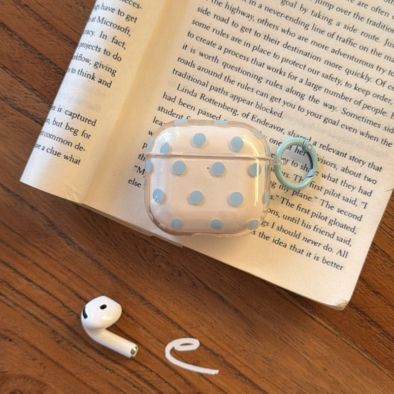 Minimalist Soft Pastel Polka Dot Clear Earphone Case Cover with Matching Keychain Ring for AirPods Series