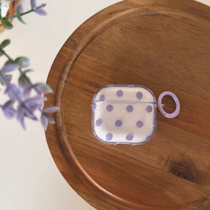 Minimalist Soft Pastel Polka Dot Clear Earphone Case Cover with Matching Keychain Ring for AirPods Series