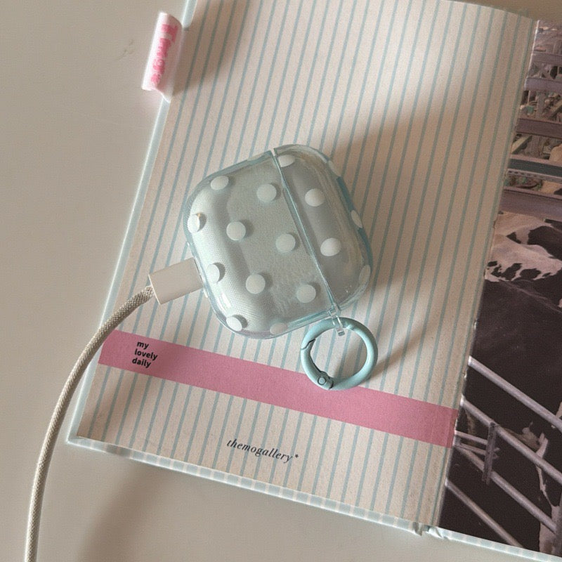 Minimalist Soft Pastel Polka Dot Clear Earphone Case Cover with Matching Keychain Ring for AirPods Series