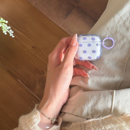 Minimalist Soft Pastel Polka Dot Clear Earphone Case Cover with Matching Keychain Ring for AirPods Series