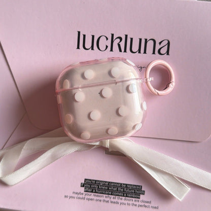 Minimalist Soft Pastel Polka Dot Clear Earphone Case Cover with Matching Keychain Ring for AirPods Series