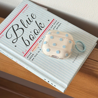 Minimalist Soft Pastel Polka Dot Clear Earphone Case Cover with Matching Keychain Ring for AirPods Series
