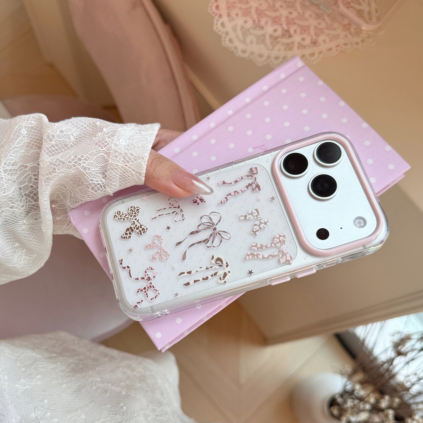 French Coquette Leopard Print Bow Case for iPhone