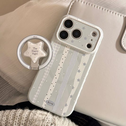 Starry Night Ribbon Case for iPhone | Magnetic Star Ring Stand Available