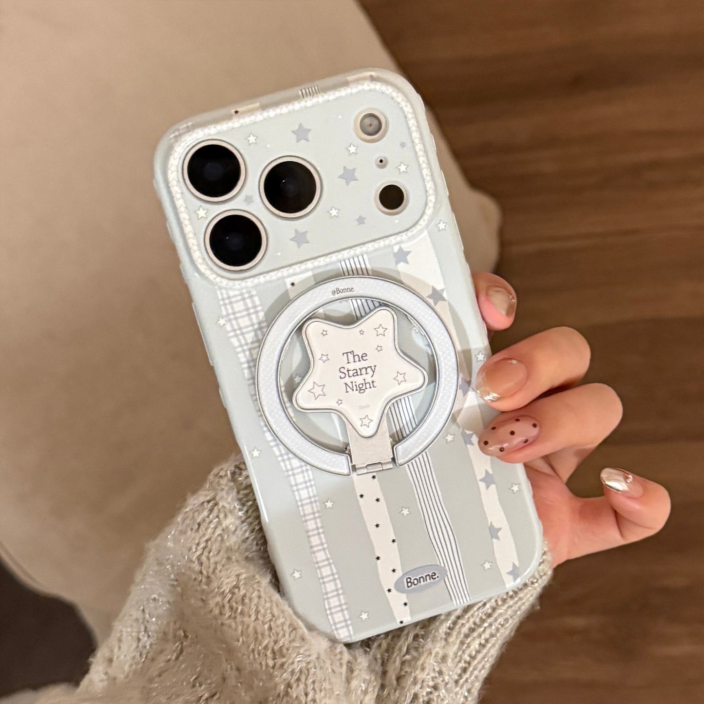 Starry Night Ribbon Case for iPhone | Magnetic Star Ring Stand Available