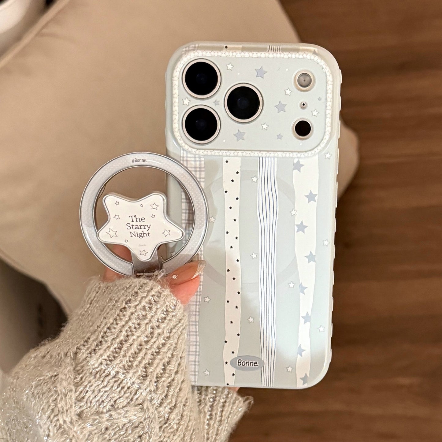 Starry Night Ribbon Case for iPhone | Magnetic Star Ring Stand Available